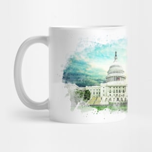 Washington DC Capitol Hill USA Breathtaking Watercolor Painting Mug